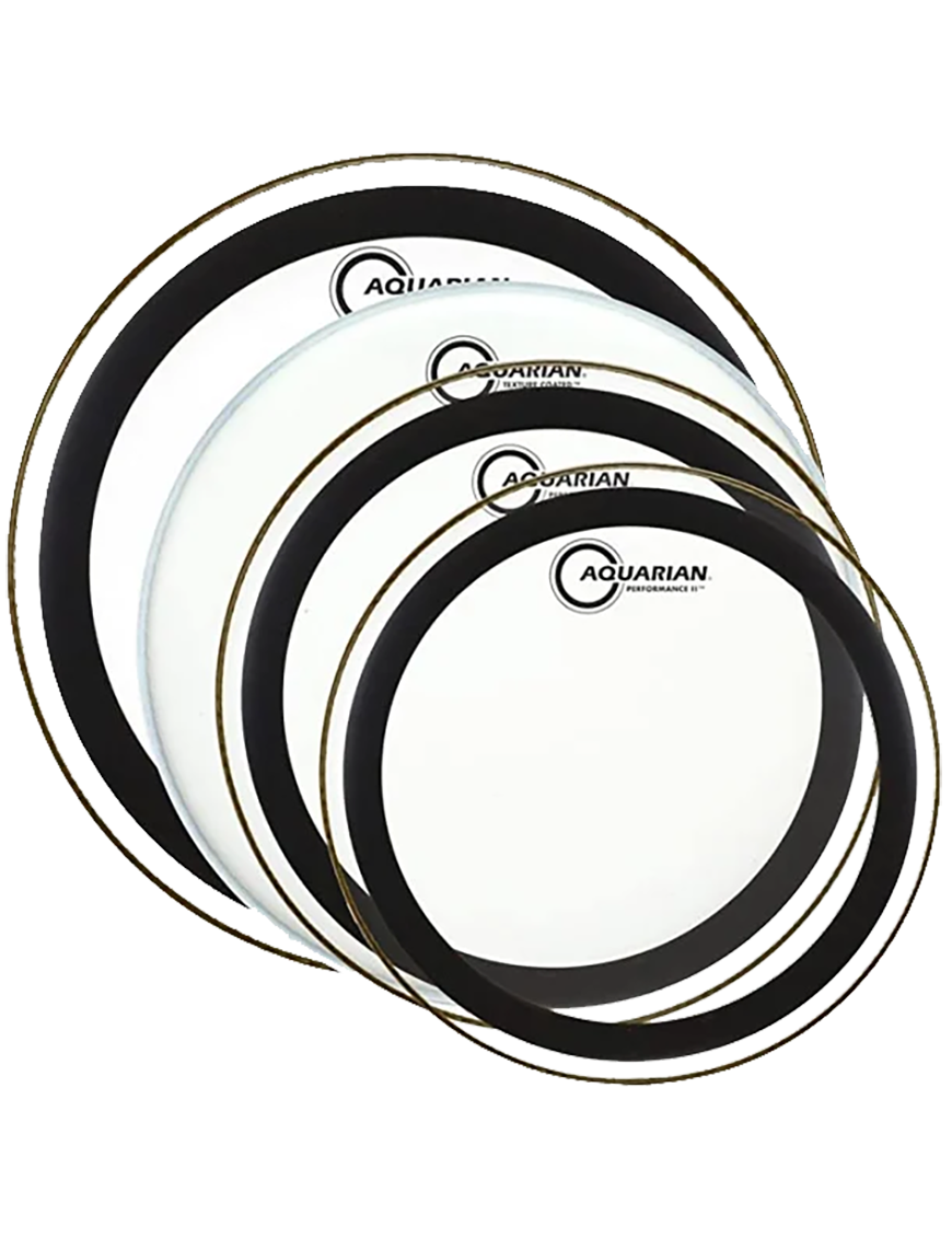 Aquarian Drumheads® PF-B PERFOMANCE II™ Parche Set Clear Prepack: PF 1x12"- PF 1x13"- PF 1x16"+TC1x14"