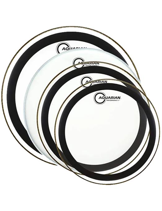 Aquarian Drumheads® PF-B PERFOMANCE II™ Parche Set Clear Prepack: PF 1x12"- PF 1x13"- PF 1x16"+TC1x14"