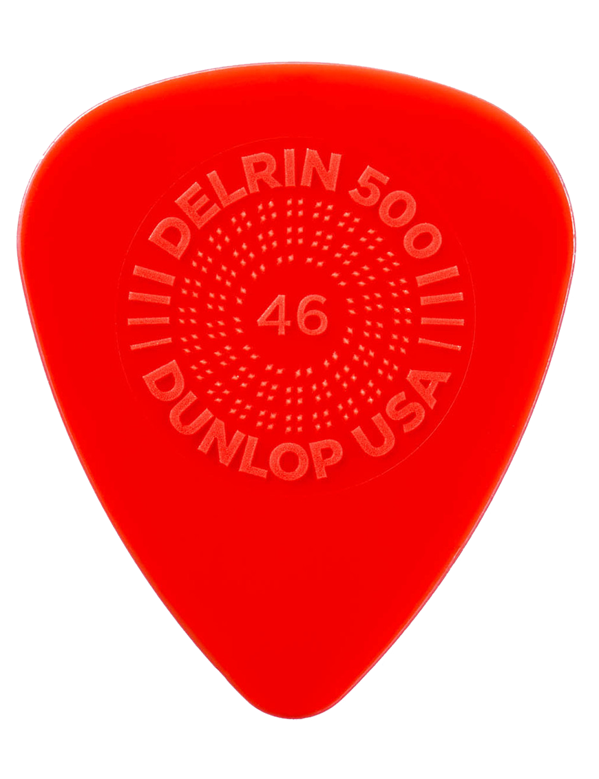 Dunlop® 450 Uñetas Delrin 500 Prime Grip® Calibre: .46mm Color: Rojo | 12 Unidades