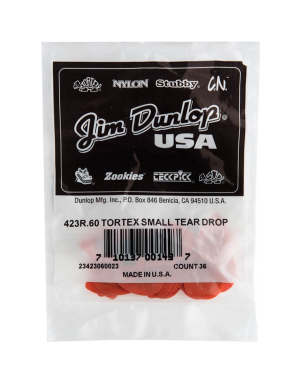 Dunlop® 423 Tortex® Small TearDrop Uñetas Calibre: .60mm Color: Naranjo | 36 Unidades