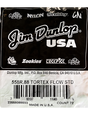Dunlop® 558 Tortex® Flow® Uñetas Calibre: .88mm Color: Verde | 72 Unidades
