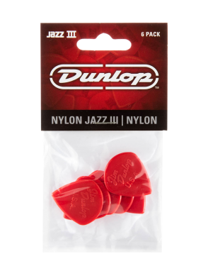 Dunlop® 47-3N Uñetas Nylon Jazz III Calibre: 1.38mm Rojo | 6 Unidades