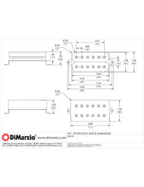 DiMarzio® DP159 F -Spaced Black Evolution® Cápsulas Guitarra Eléctrica Bridge Humbucker Black