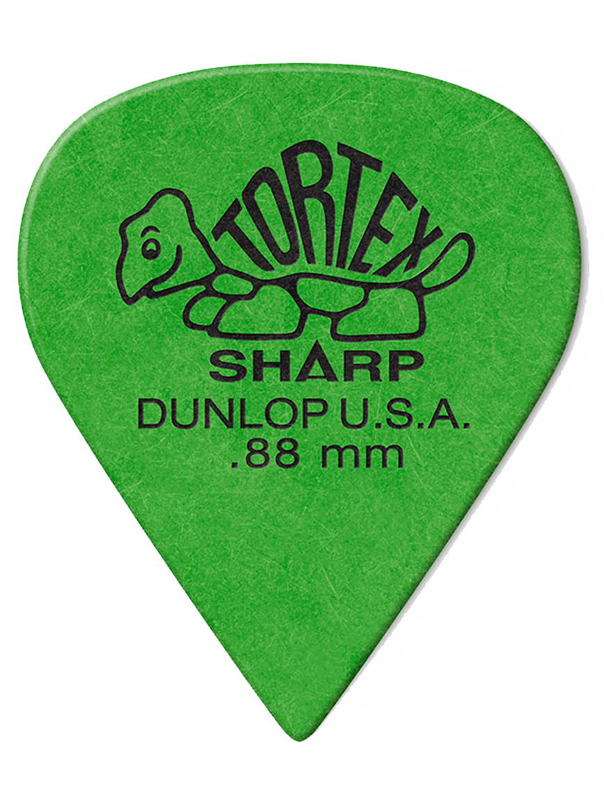 Dunlop® 412 Uñetas Tortex® Sharp Calibre: .88mm  Verde | 12 Unidades