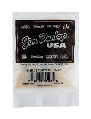 Dunlop® 412 Uñetas Tortex® Sharp Calibre: .73mm Amarillo | 72 Unidades