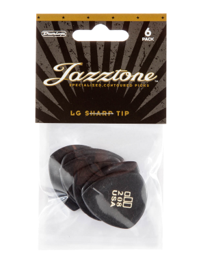 Dunlop® 477 Uñetas Jazztone™ 208 Puntiaguda Grande Negro | Bolsa: 6 Unidades