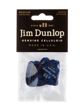 Dunlop® 483 Uñetas Celuloide Jim Dunlop® Azul Perlado Calibre: Medium | 12 Unidades