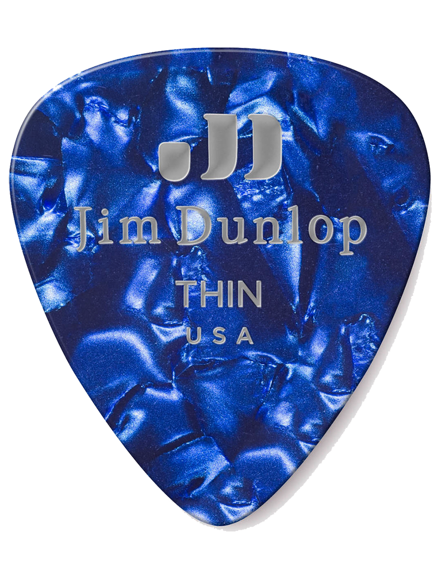 Dunlop® 483 Uñetas Celuloide Jim Dunlop® Azul Perlado Calibre: Thin | 12 Unidades