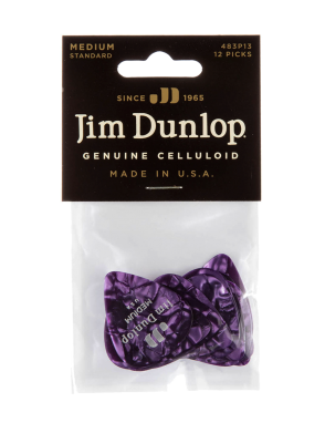 Dunlop® 483 Uñetas Celuloide Jim Dunlop® Púrpura Perlado Calibre: Medium | 12 Unidades