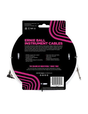 Ernie Ball® 6047 Cables Instrumentos Plug ¼" Recto A Plug ¼" Recto White | 3.05Mt