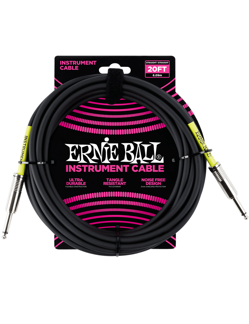 Ernie Ball® 6046 Cables Instrumentos Plug ¼" Recto a Plug ¼" Recto Black | 6.1Mt