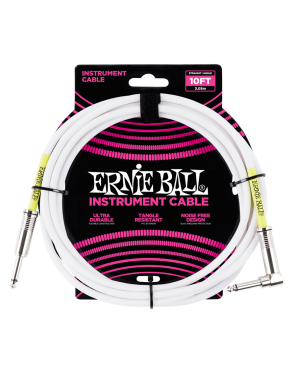 Ernie Ball® 6049 Cables Instrumentos Plug ¼" Recto a Plug ¼" L White | 3.05Mt