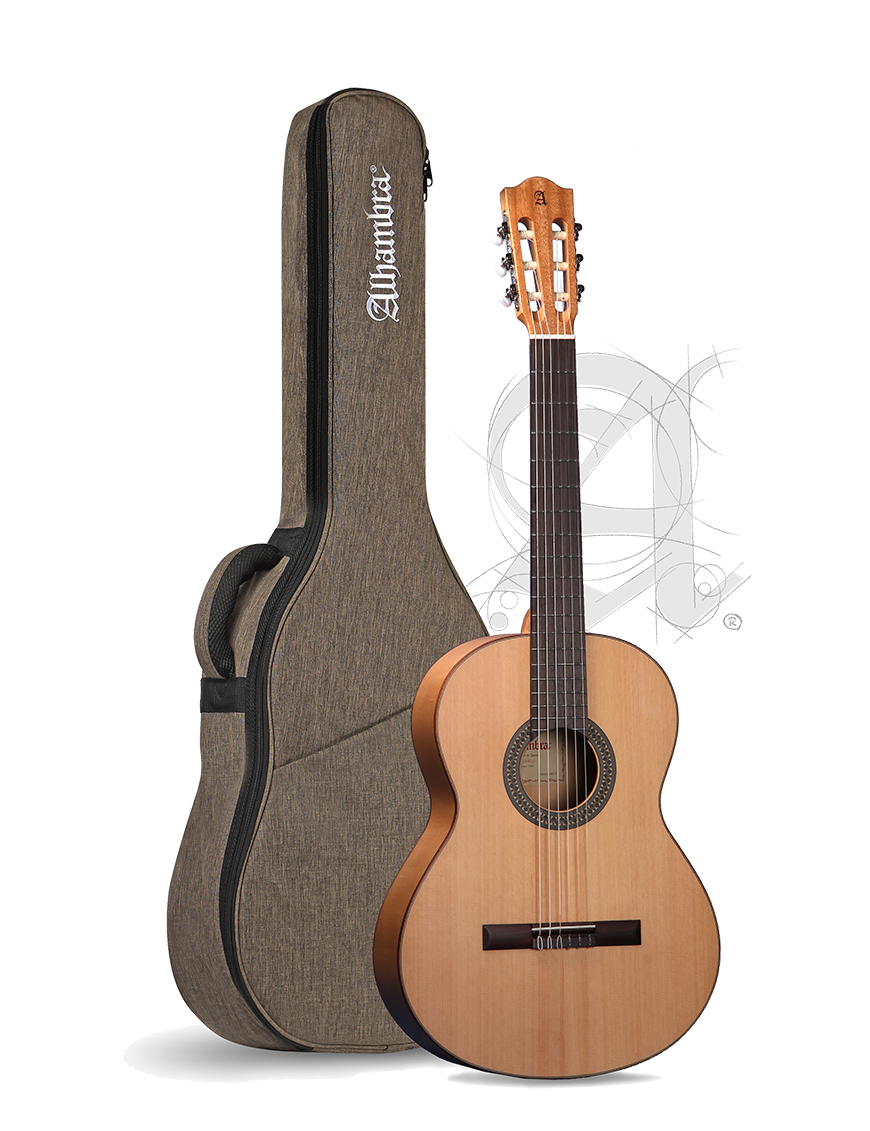 Alhambra® 2F Guitarra Flamenca Estudio Golpeador Funda Color: Natural