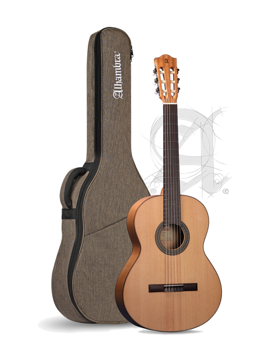 Alhambra® 2F Guitarra Flamenca Estudio Golpeador Funda Color: Natural