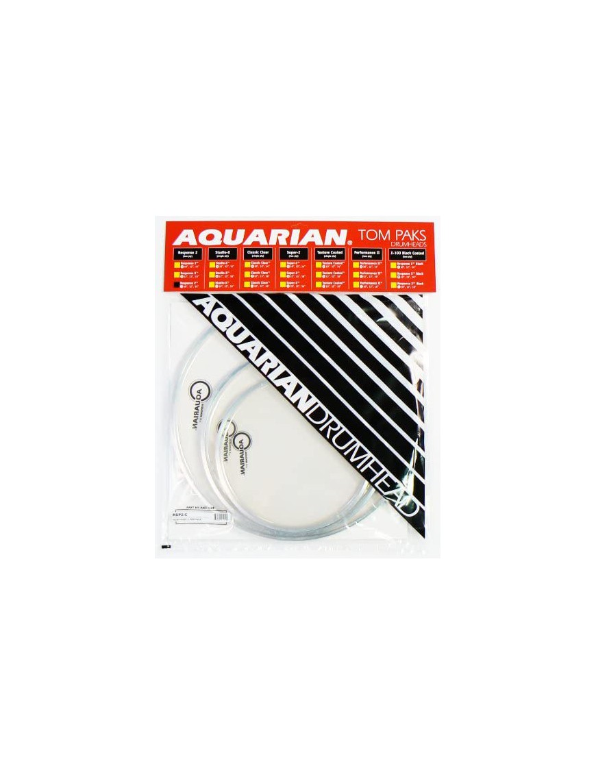 Aquarian Drumheads® TCRSP2-B RESPONSE 2™ Texture Coated™ Parche Set Blanco Prepack: RSP2 1x12"- RSP2 1x13"- RSP2 1x16"+TC1x14"