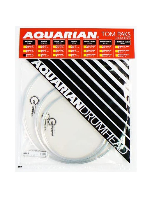 Aquarian Drumheads® TCRSP2-B RESPONSE 2™ Texture Coated™ Parche Set Blanco Prepack: RSP2 1x12"- RSP2 1x13"- RSP2 1x16"+TC1x14"