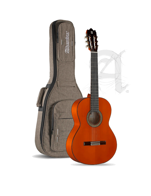 Alhambra® 4F Guitarra Flamenca Conservatorio Golpeador Funda Color: Anaranjado