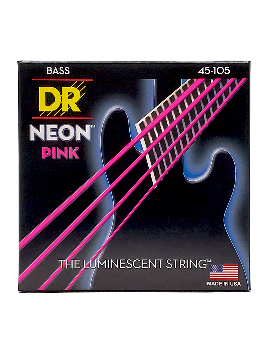 DR NEON™ Pink 45-105 Cuerdas Bajo Eléctrico 4 Cuerdas Medium Color: Rosado
