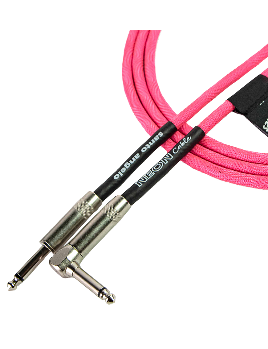 Santo Angelo® NEON Pink Cable Instrumentos Plug ¼" Recto a Plug ¼" 90° OFHC | 3.05mt