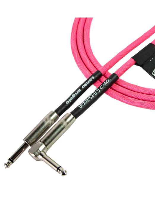 Santo Angelo® NEON Pink Cable Instrumentos Plug ¼" Recto a Plug ¼" 90° OFHC | 3.05mt