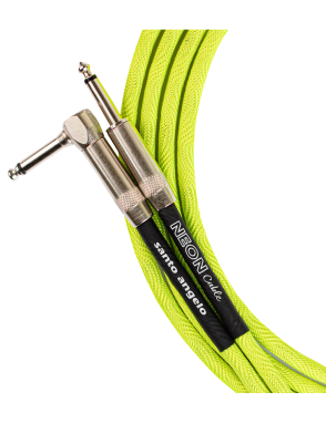 Santo Angelo® NEON Green Cable Instrumentos Plug ¼" Recto a Plug ¼" 90° OFHC | 3.05mt
