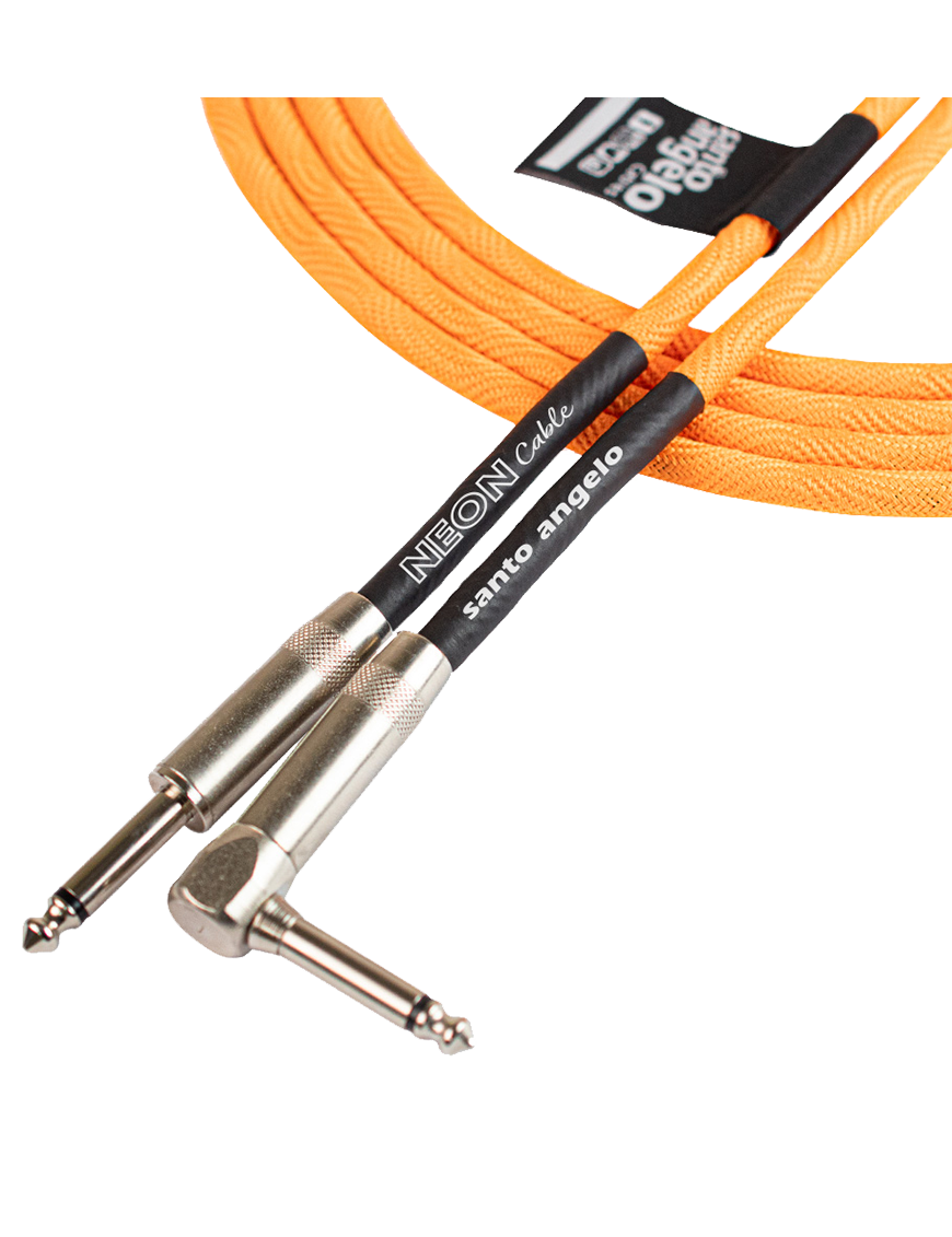 Santo Angelo® NEON Orange Cable Instrumentos Plug ¼" Recto a Plug ¼" 90° OFHC | 3.05mt