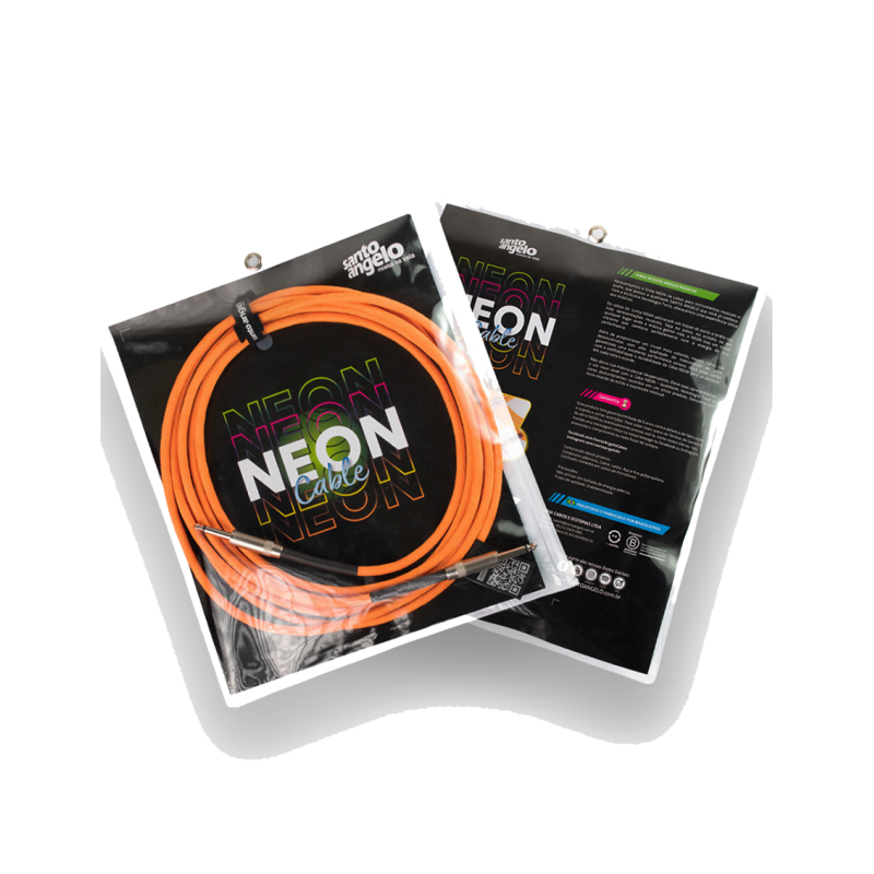 Santo Angelo® NEON Orange Cable Instrumentos Plug ¼" Recto a Plug ¼" 90° OFHC | 6.10mt
