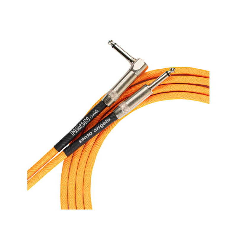 Santo Angelo® NEON Orange Cable Instrumentos Plug ¼" Recto a Plug ¼" 90° OFHC | 6.10mt