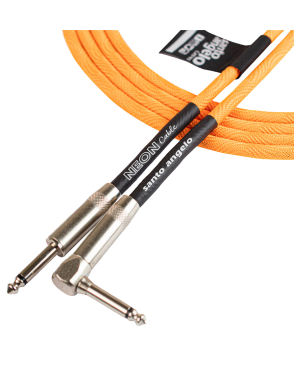 Santo Angelo® NEON Orange Cable Instrumentos Plug ¼" Recto a Plug ¼" 90° OFHC | 6.10mt