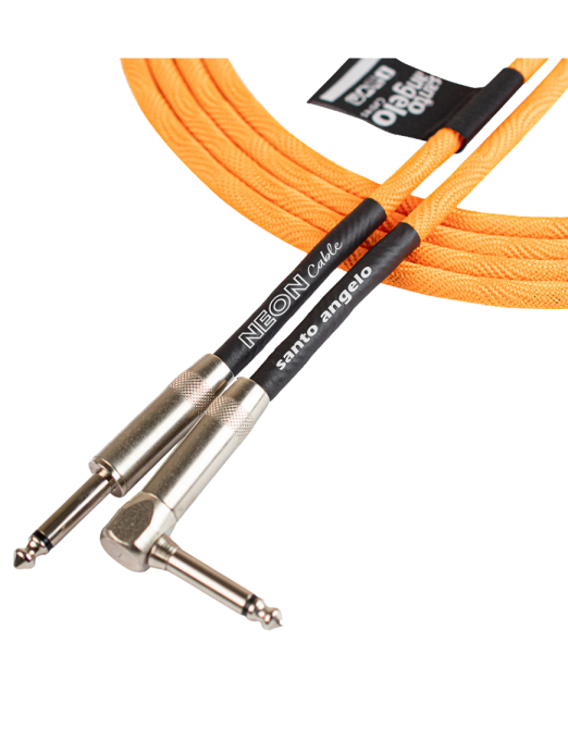 Santo Angelo® NEON Orange Cable Instrumentos Plug ¼" Recto a Plug ¼" 90° OFHC | 6.10mt