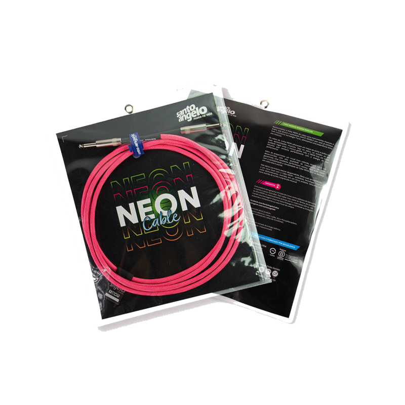 Santo Angelo® NEON Pink Cable Instrumentos Plug ¼" Recto a Plug ¼" 90° OFHC | 6.10mt
