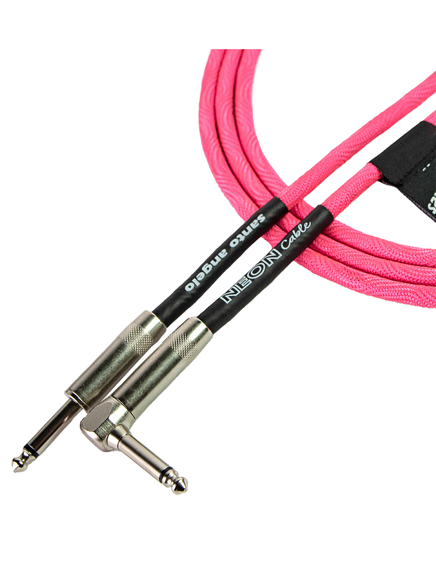 Santo Angelo® NEON Pink Cable Instrumentos Plug ¼" Recto a Plug ¼" 90° OFHC | 6.10mt