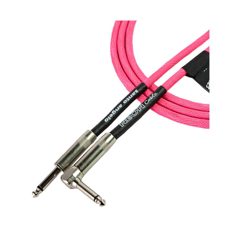 Santo Angelo® NEON Pink Cable Instrumentos Plug ¼" Recto a Plug ¼" 90° OFHC | 6.10mt