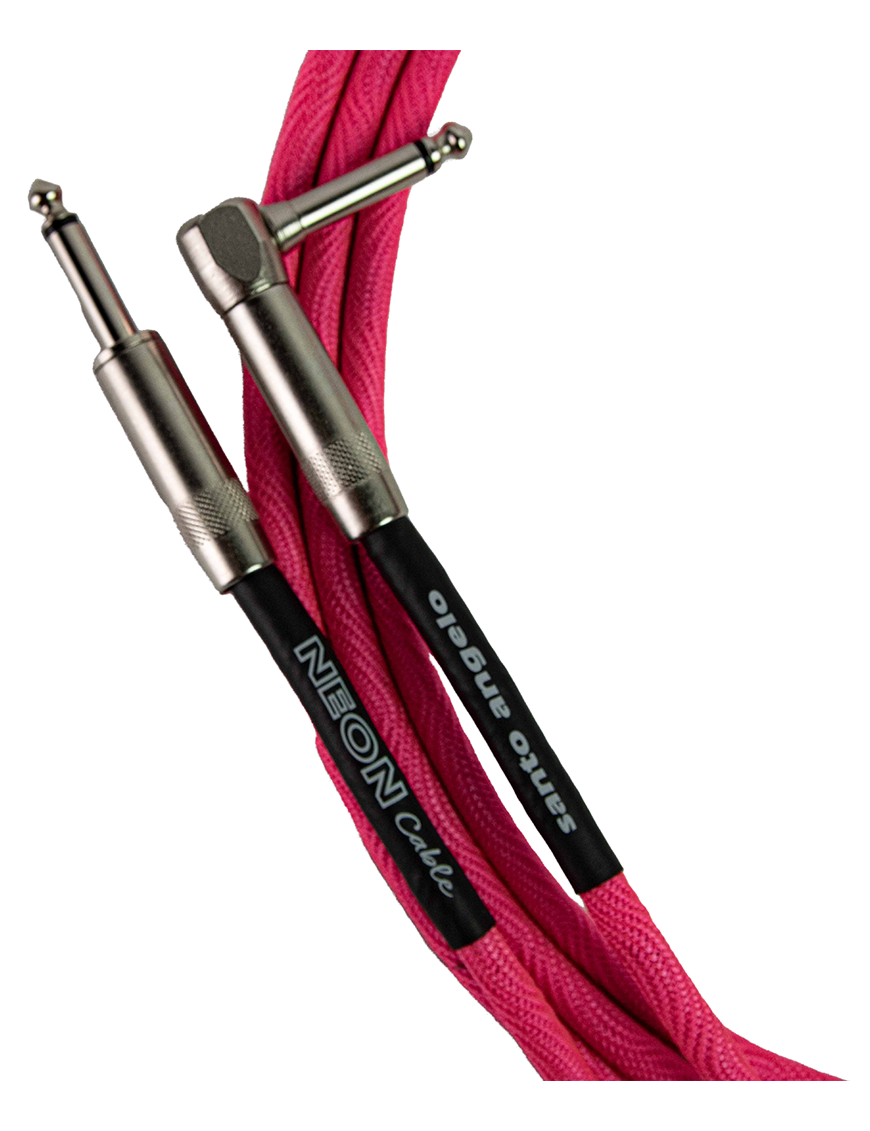 Santo Angelo® NEON Pink Cable Instrumentos Plug ¼" Recto a Plug ¼" 90° OFHC | 6.10mt