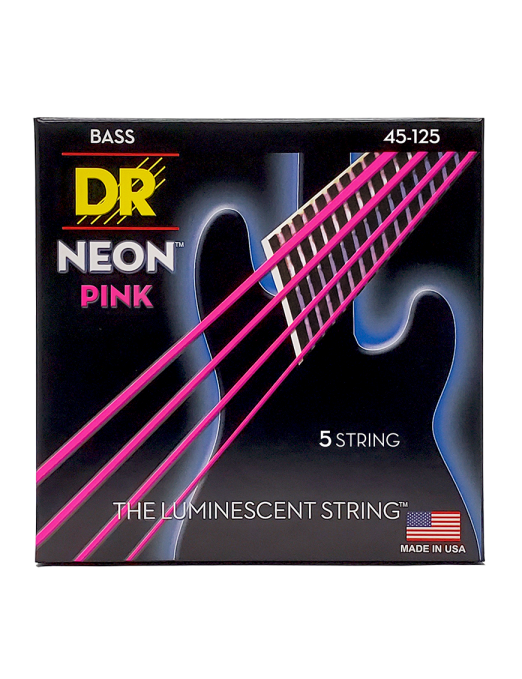DR NEON™ Pink 45-125 Cuerdas Bajo Eléctrico 5 Cuerdas Medium Color: Rosado
