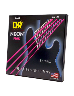 DR NEON™ Pink 45-125 Cuerdas Bajo Eléctrico 5 Cuerdas Medium Color: Rosado