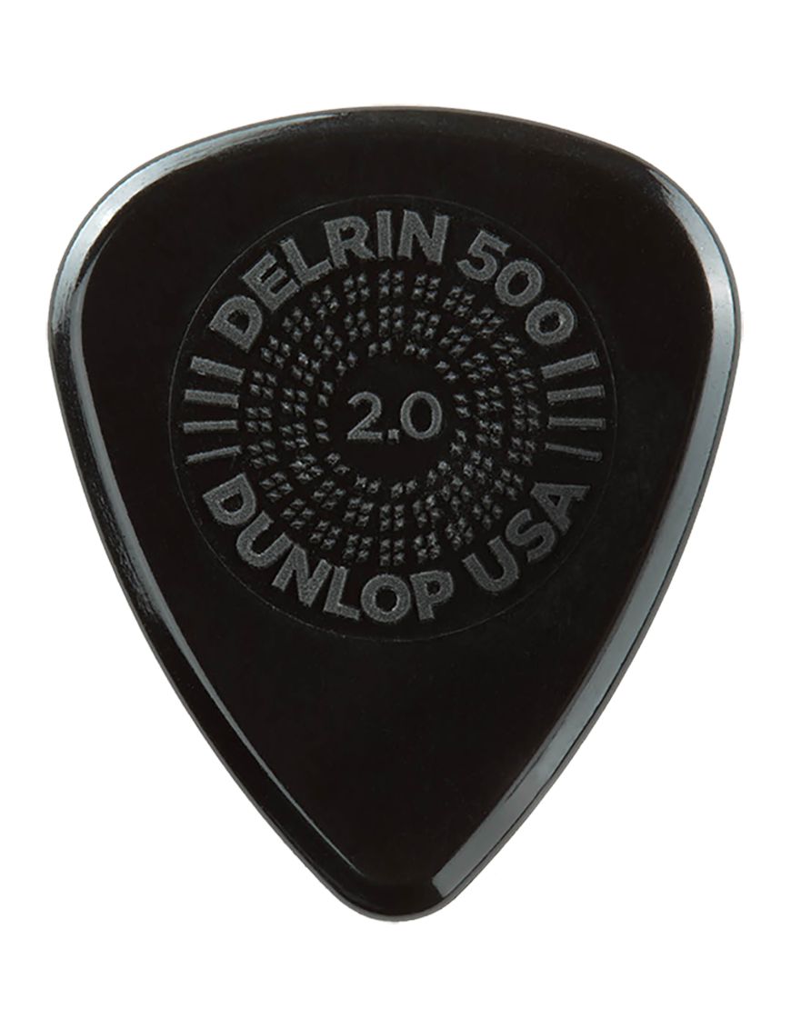 Dunlop® 450 Uñetas Delrin 500 Prime Grip® Calibre: 2.00 mm Negro | 12 Unidades