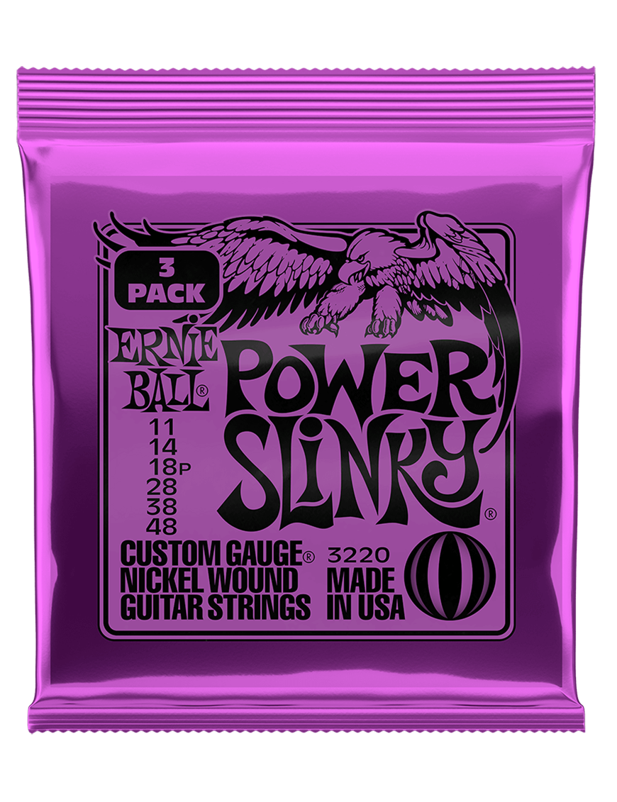 Ernie Ball® 3220 11-48 Slinky® Cuerdas Guitarra Eléctrica 3-Pack Power Nickel