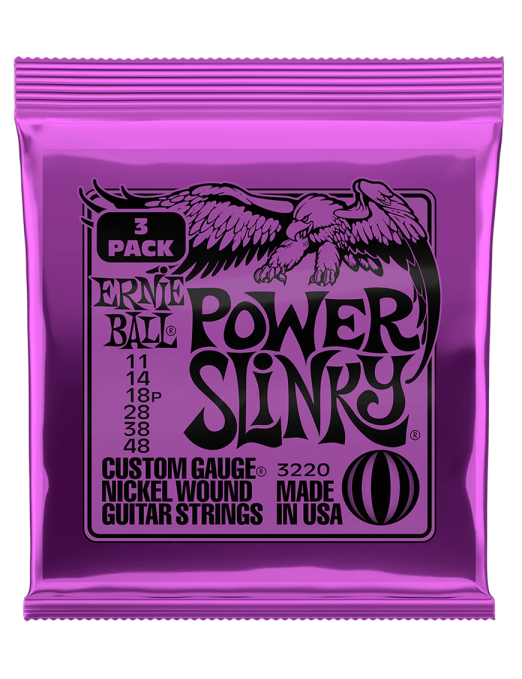 Ernie Ball® 3220 11-48 Slinky® Cuerdas Guitarra Eléctrica 3-Pack Power Nickel