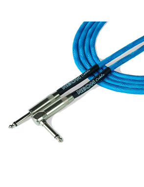 Santo Angelo® NEON Blue Cable Instrumentos Plug ¼" Recto a Plug ¼" 90° OFHC | 3.05mt