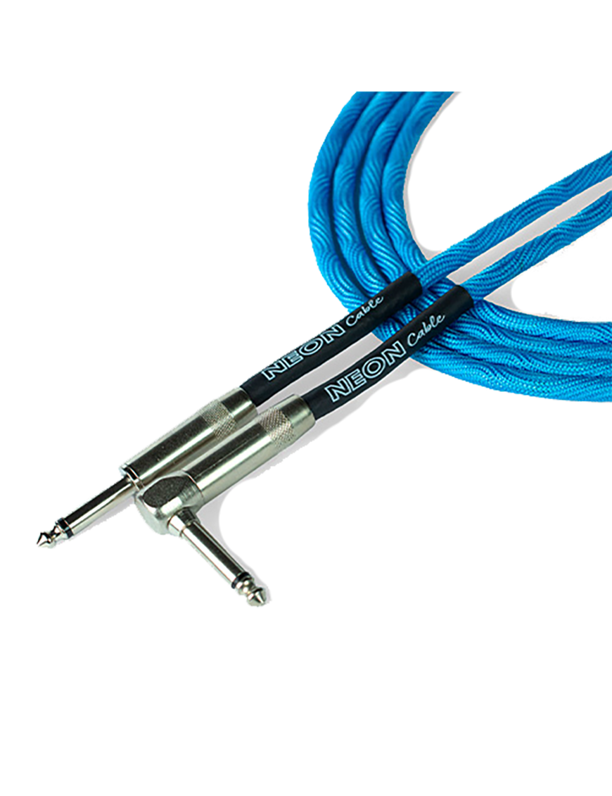 Santo Angelo® NEON Blue Cable Instrumentos Plug ¼" Recto a Plug ¼" 90° OFHC | 4.57mt