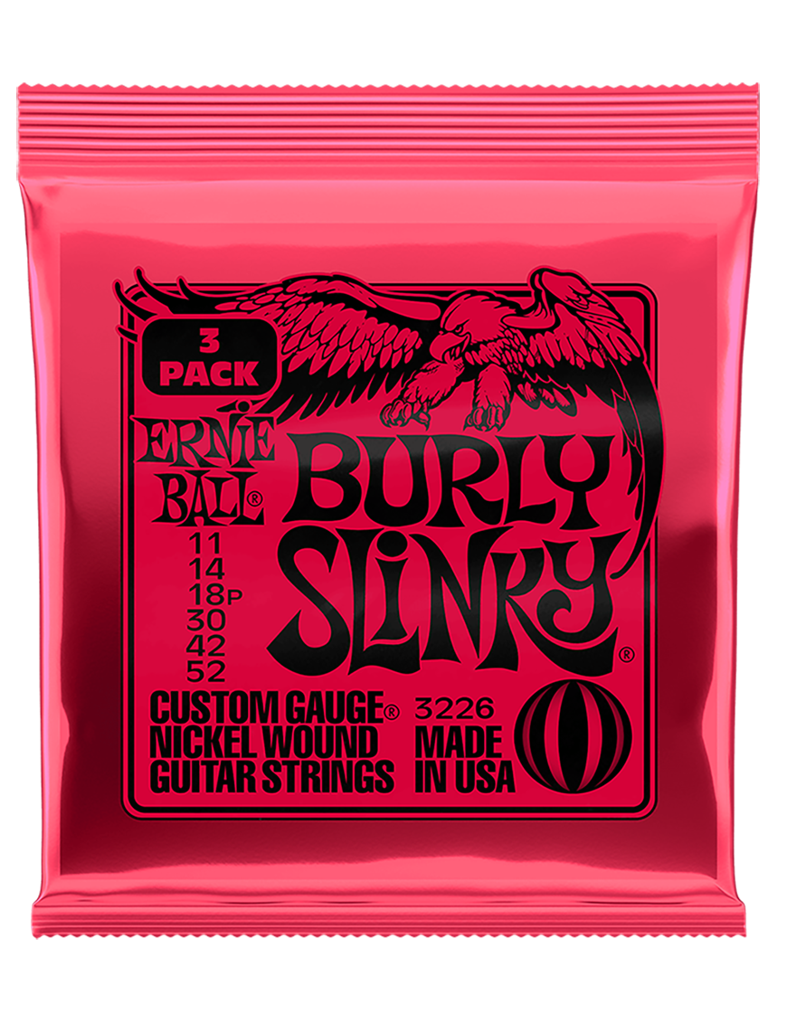 Ernie Ball® 3226 11-52 3 Pack Burly Slinky® Cuerdas Guitarra Eléctrica Nickel