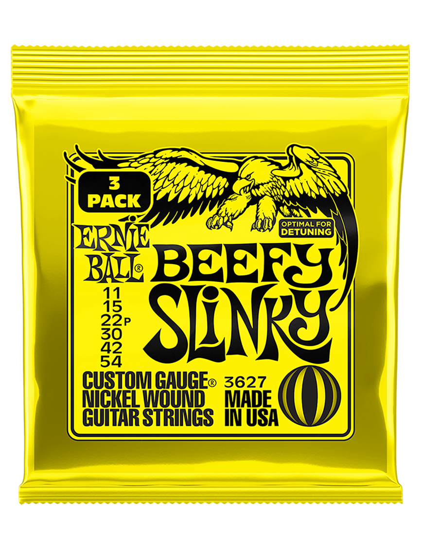 Ernie Ball® 3627 11-54 3 Pack Beefy Slinky® Cuerdas Guitarra Eléctrica Nickel