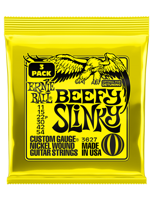 Ernie Ball® 3627 11-54 3 Pack Beefy Slinky® Cuerdas Guitarra Eléctrica Nickel