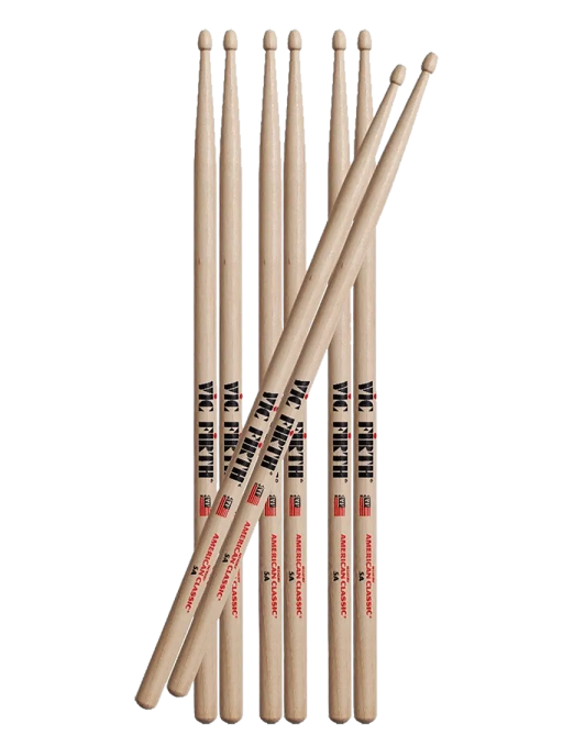 VIC FIRTH® 5A Pack American Classic® Baqueta Punta Madera Pack: 4 Pares