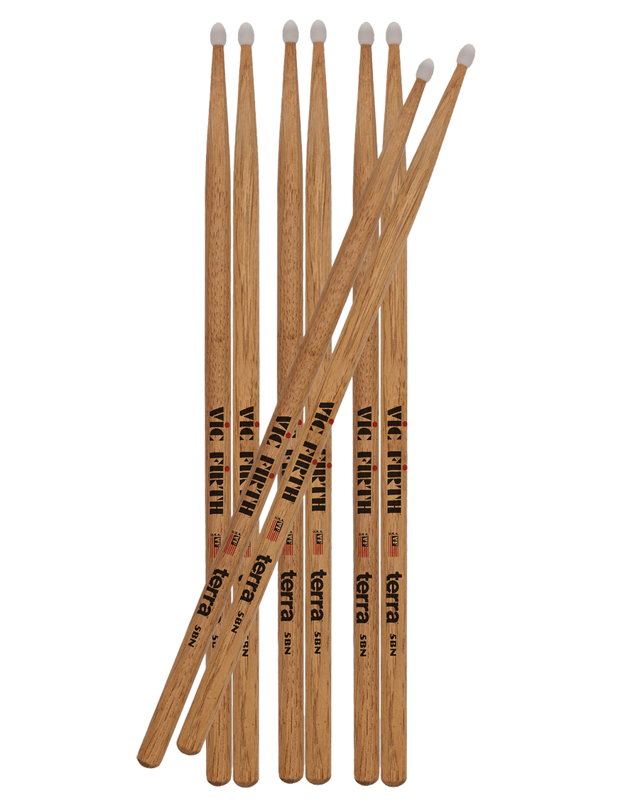 VIC FIRTH® 5BNT Pack American Classic® Terra Baquetas Punta Nylon Pack: 4 Pares