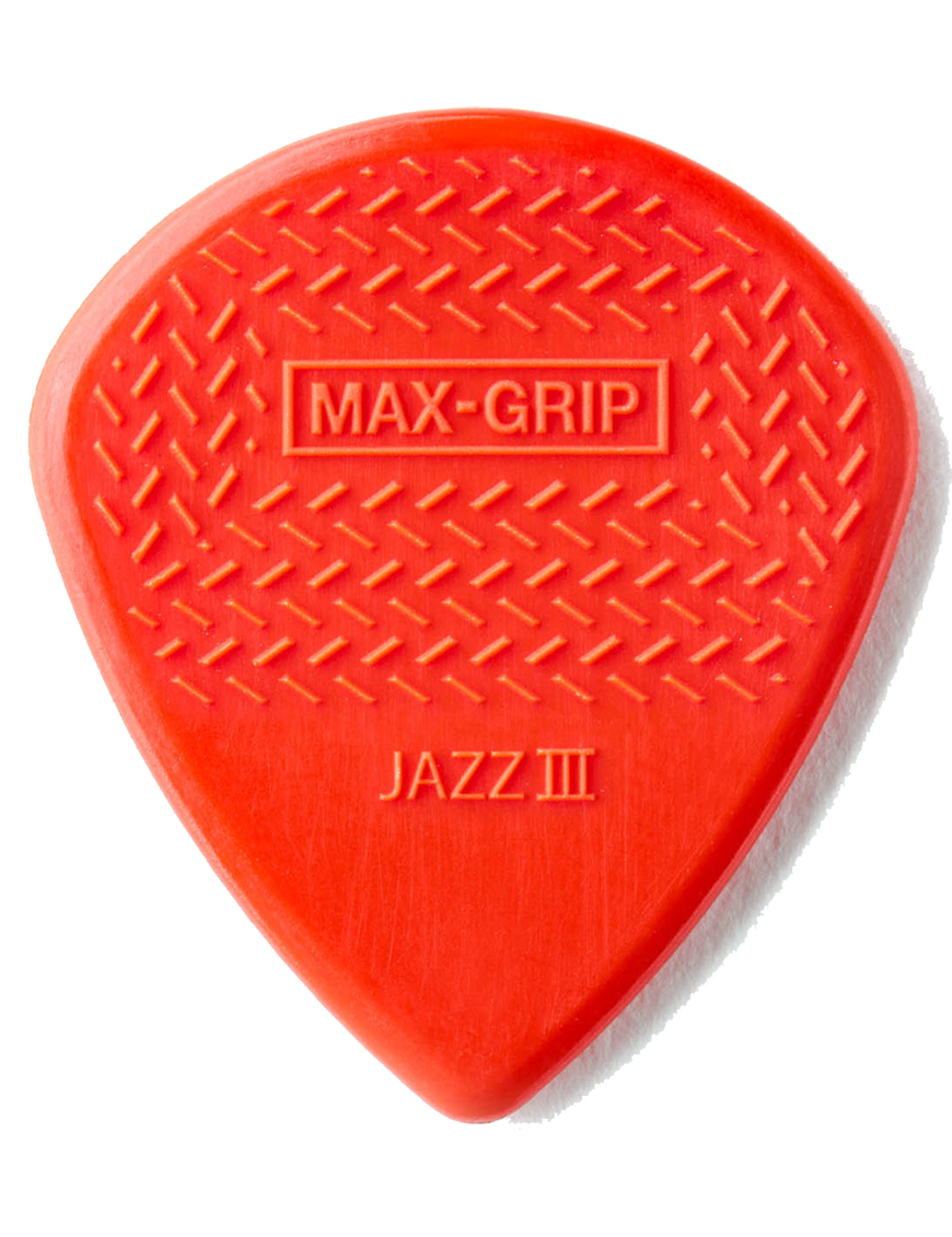 Dunlop® 471-3N Uñetas Max-Grip® JAZZ III Rojo | 6 Unidades