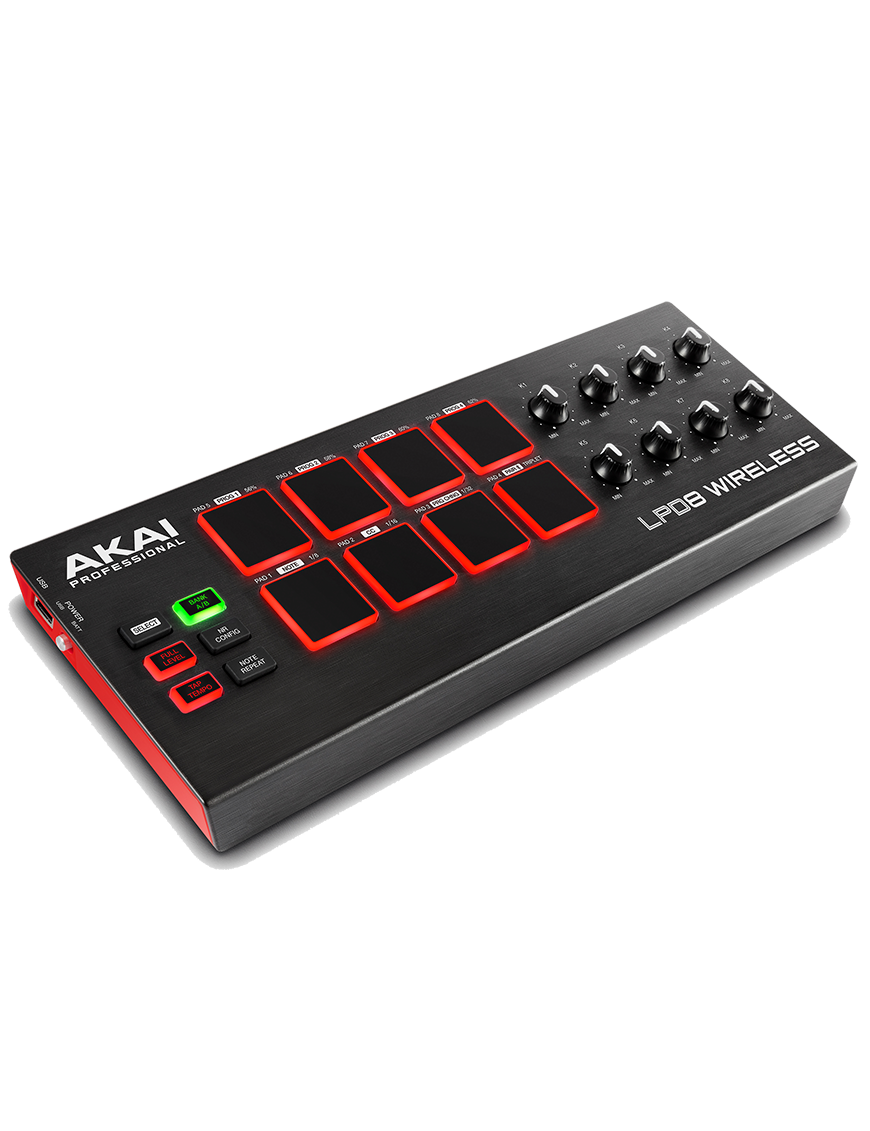 AKAI® LPD8 Wireless Controlador Midi 8 Mini Pads Bluetooth®