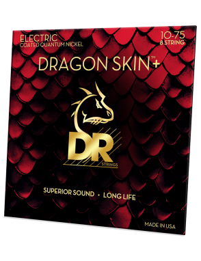 DR DRAGON SKIN+™ 10-75 Cuerdas Guitarra Eléctrica 8 Cuerdas Quantum Nickel Recubiertas