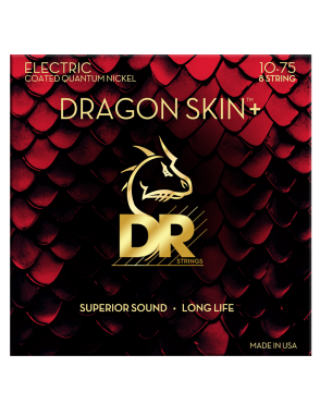 DR DRAGON SKIN+™ 10-75 Cuerdas Guitarra Eléctrica 8 Cuerdas Quantum Nickel Recubiertas